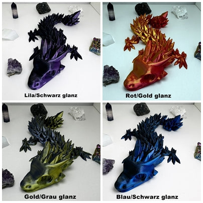 Beweglicher Kristall Edelstein Glieder Drache 3D Druck Crystal Dragon - 3dDraMa