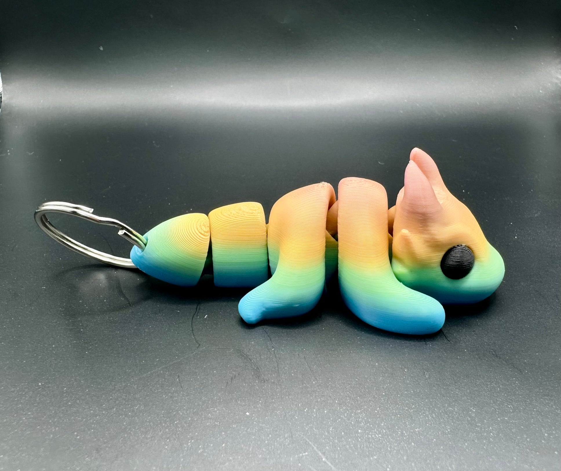 Drachen Regenbogen Glieder Schlüsselanhänger 3D Druck Dragon Key Chain - 3dDraMa