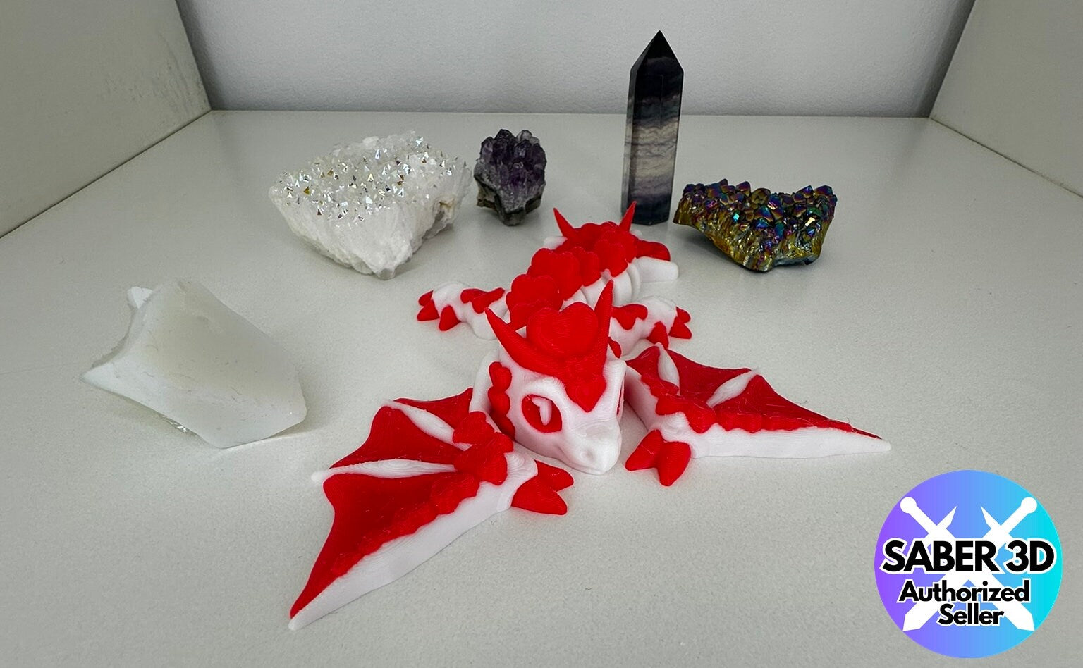 Beweglicher Valentienstags Kristall Glieder Drache 3D Druck Crystal Dragon