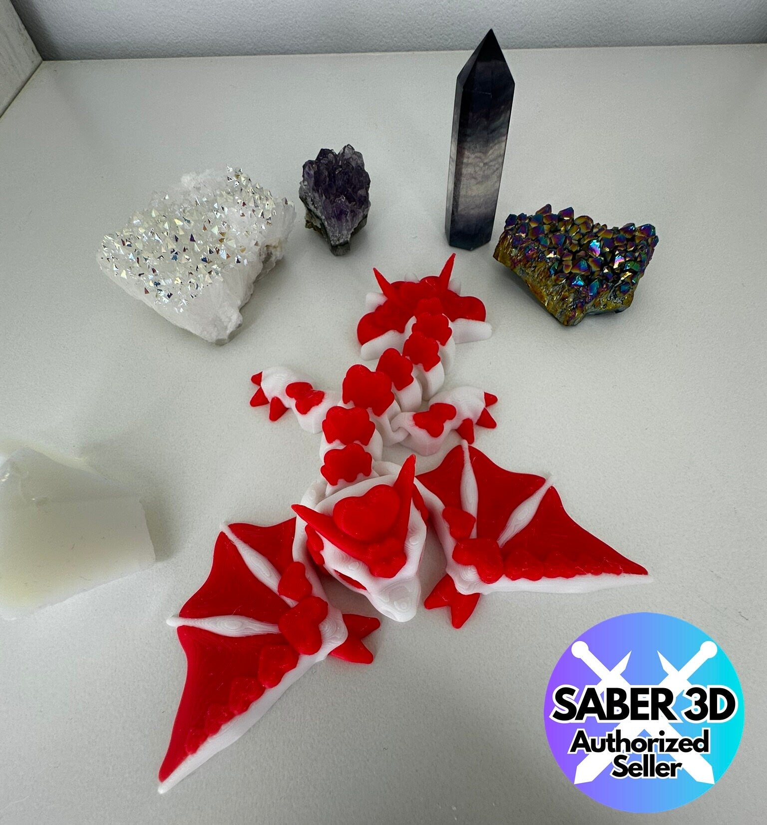 Beweglicher Valentienstags Kristall Glieder Drache 3D Druck Crystal Dragon